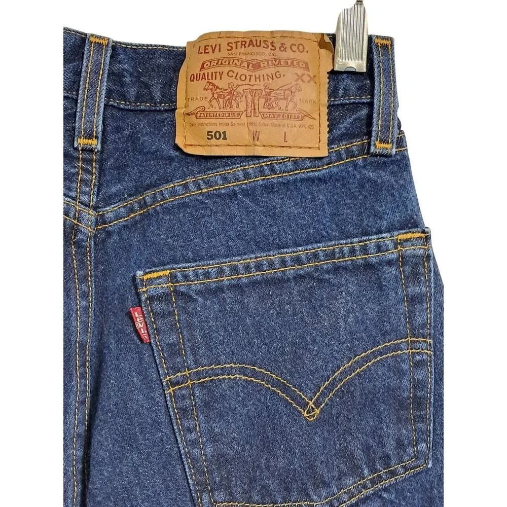 Vintage 90s Levis 501 Womens Jeans Button Fly Tagged W26 L30 USA  Blue Denim Dar - Picture 9 of 9